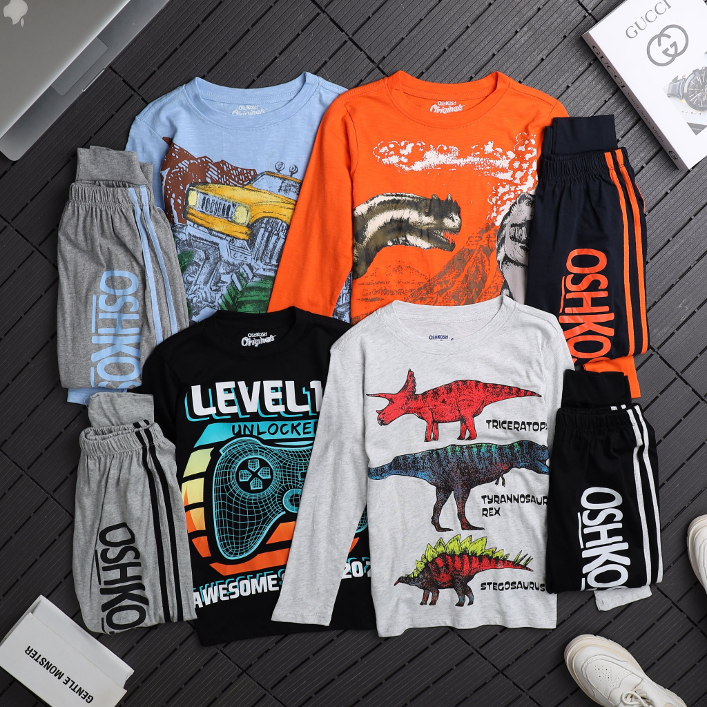 Bộ bé trai dài tay size đại 24 tới 56kg vải cotton dư co giãn thấm hút mồ hôi