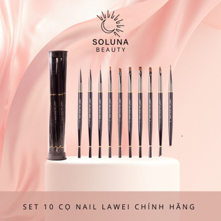 Set 10 cọ nail Lawei chính hãng - Cọ vẽ móng chuyên dụng