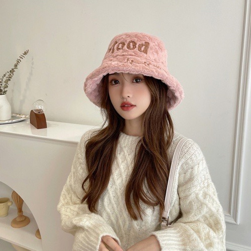 Mũ bucket lông siêu hot, nón lông cừu siêu đẹp hàng quảng châu cao cấp