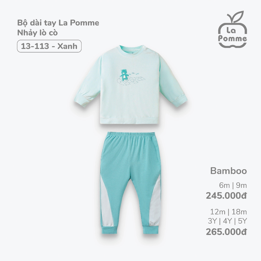 Bộ dài tay La Pomme vải Bamboo cài vai thoáng mát cho bé trai, bé gái 13073 13113