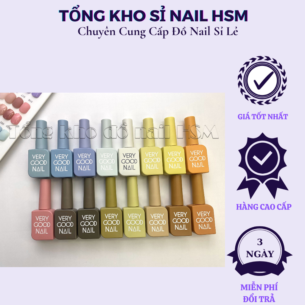 Sơn gel Very Good Nail 60 màu  - BÁN LẺ CHAI MUA 5 TẶNG 1 CHAI;MUA 10 CHAI TẶNG 1 CHAI+1 BẢNG MÀU