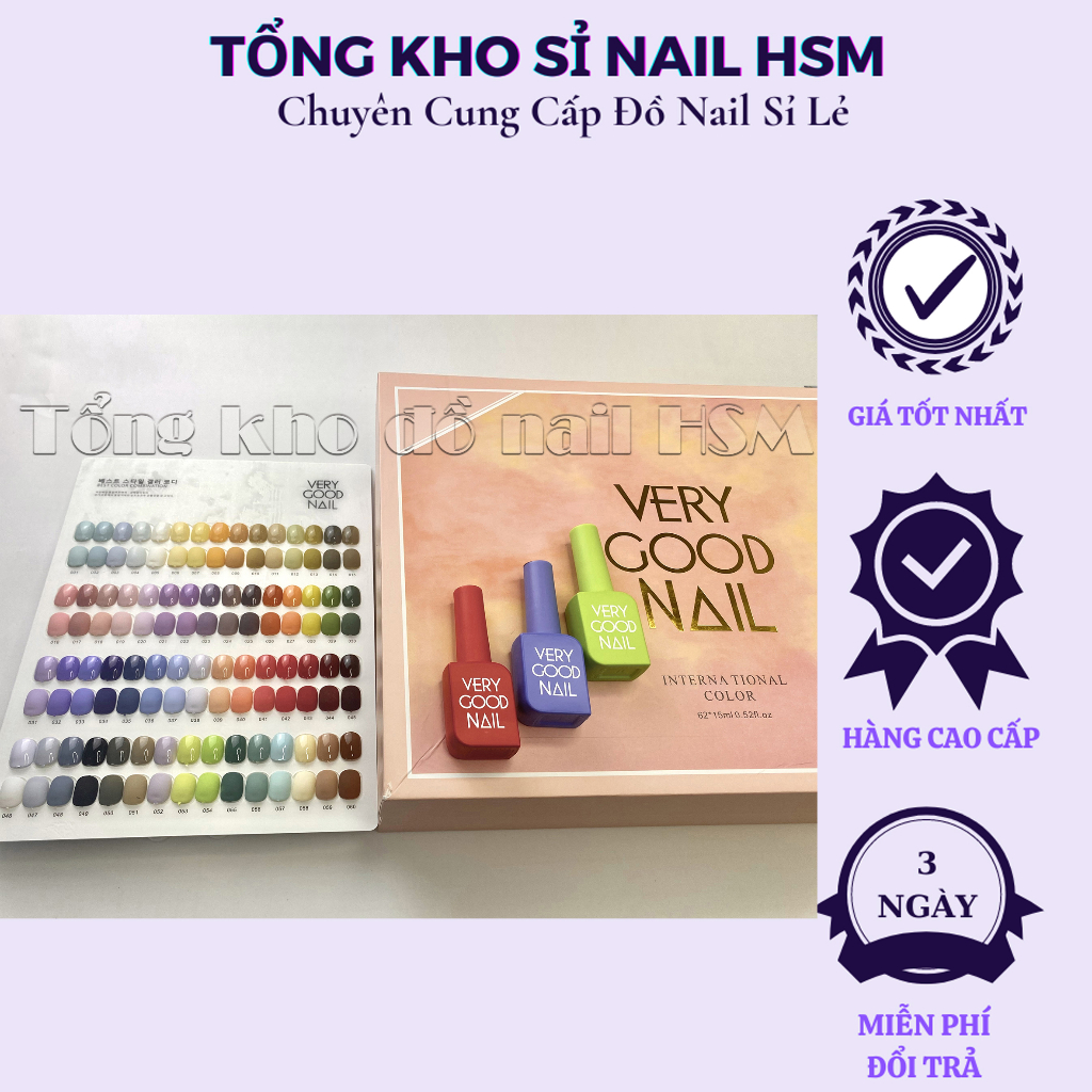 Sơn gel Very Good Nail 60 màu  - BÁN LẺ CHAI MUA 5 TẶNG 1 CHAI;MUA 10 CHAI TẶNG 1 CHAI+1 BẢNG MÀU