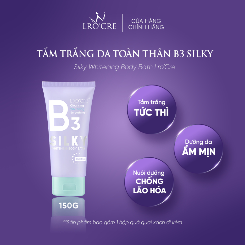 Tắm trắng B3 Lro'Cre - Silky Whitening Body Bath/150g