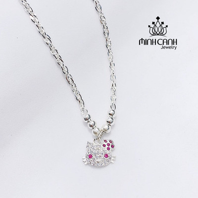 Dây Chuyền Bạc Xoắn Mèo Hello Kitty Cho Bé Gái - Minh Canh Jewelry