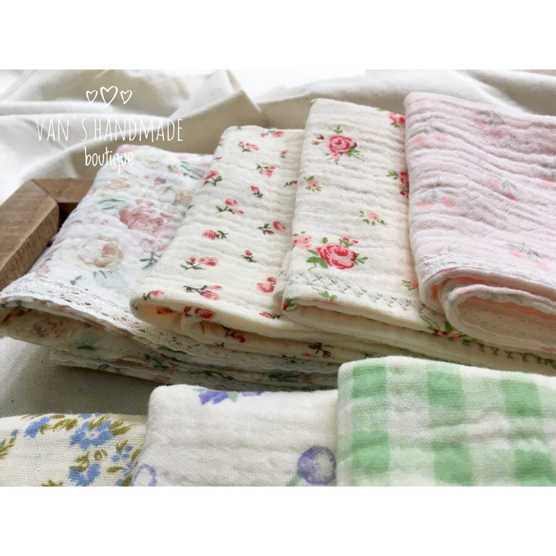 Khăn tay vải xô muslin mềm mịn, quà tặng handmade