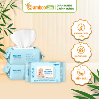 Khăn ướt Bamboo Life chính hãng cho bé không mùi không cồn không parabens an toàn cho cả bé sơ sinh