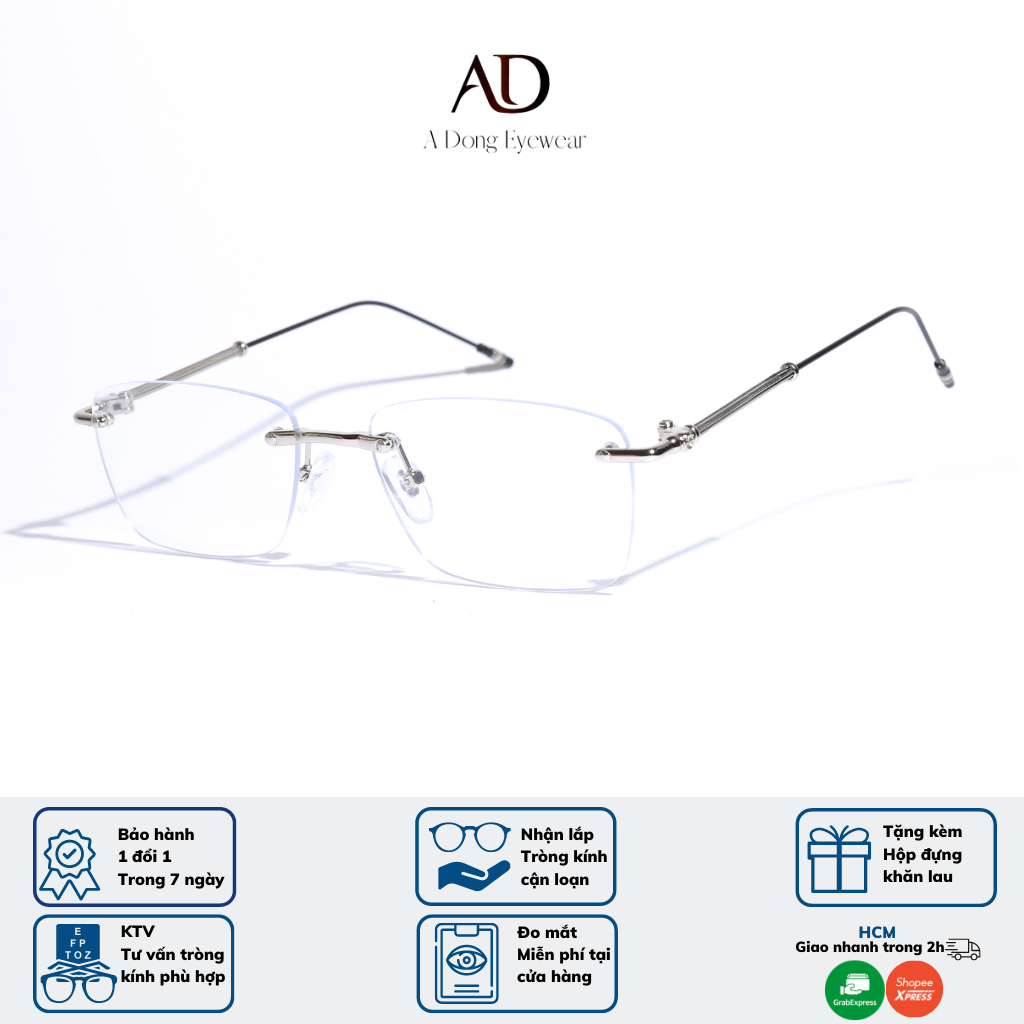 Gọng kính A Dong Eyewear không viền chất liệu kim loại cao cấp nam tính thời thượng