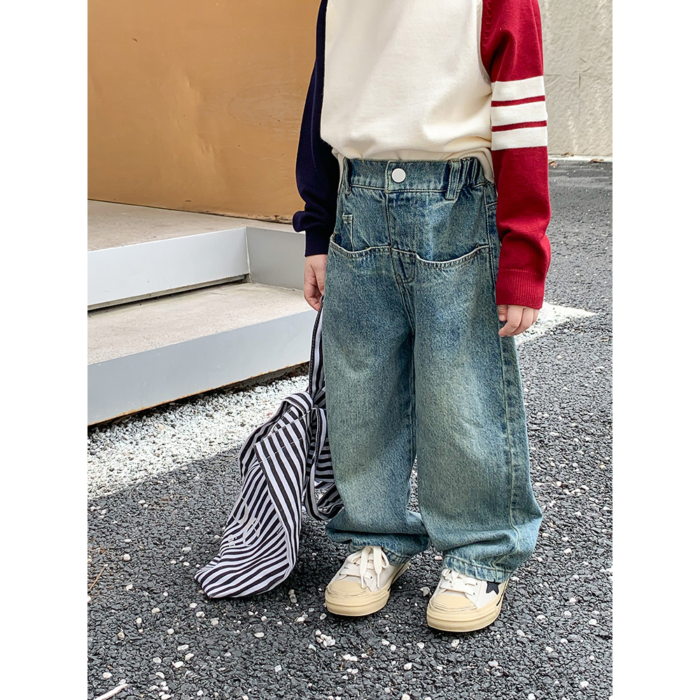 Quần jean xuông 2 túi trước AMBB cho bé trai bé gái mới b78-21397