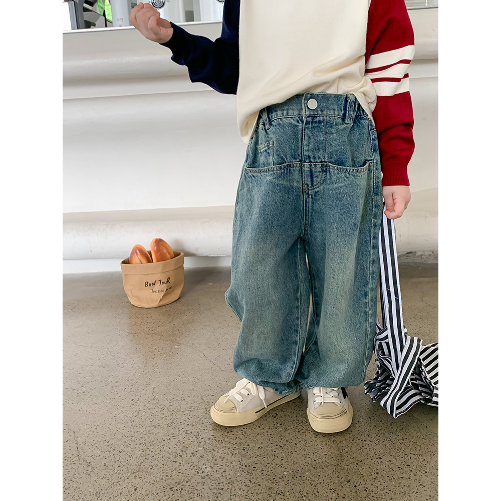 Quần jean xuông 2 túi trước AMBB cho bé trai bé gái mới b78-21397