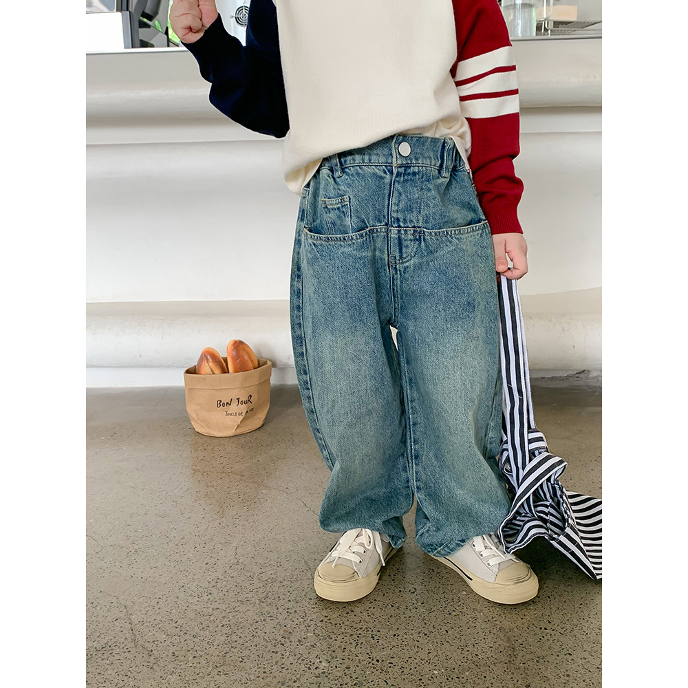 Quần jean xuông 2 túi trước AMBB cho bé trai bé gái mới b78-21397