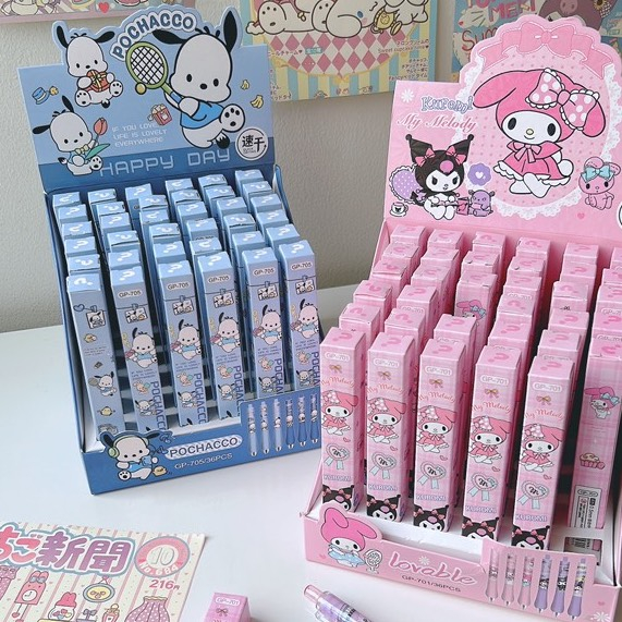 Bút mực Gel xanh và đen Sanrio,Kuromi,Cinnamoroll,Melody,Gấu Dâu Hồng xinh xắn kèm hộp -Blind Box