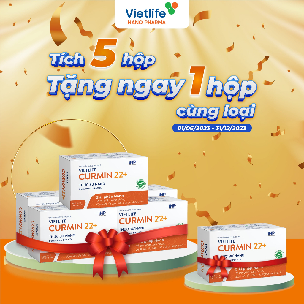 Vietlife Curmin 22+ Công nghệ Nano - Hỗ trợ Giảm Loét Dạ Dày Thực Quản, Nhanh phục hồi tổn thương