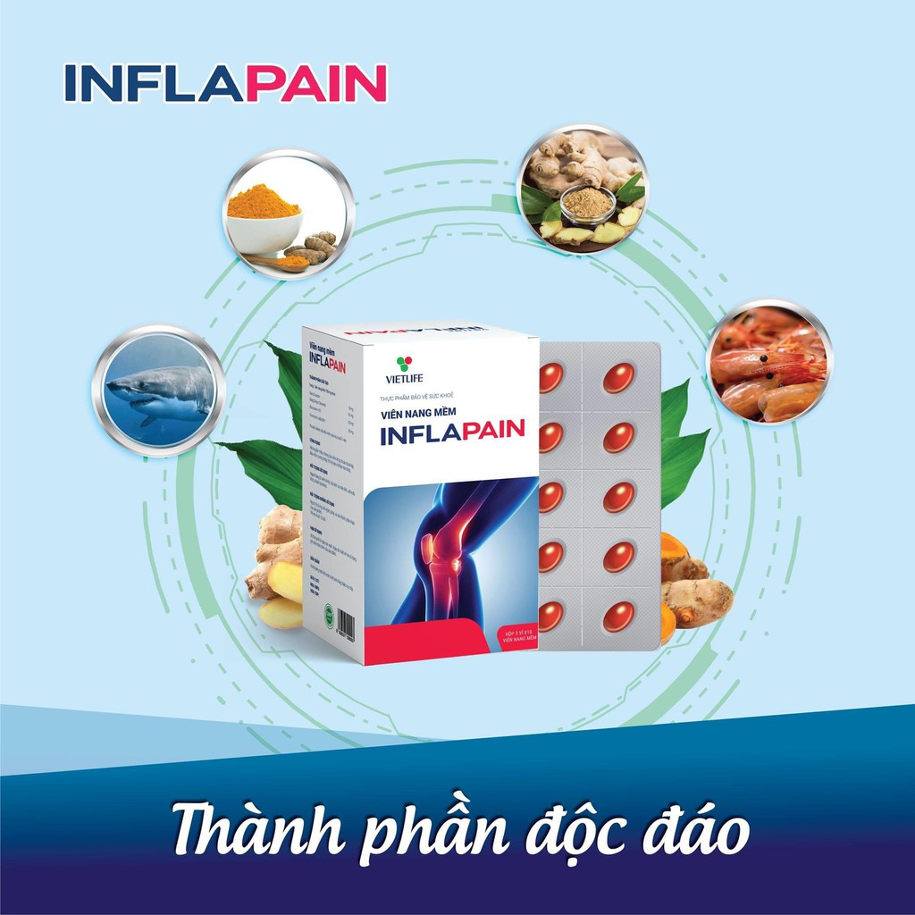 Vietlife Inflapain - Công nghệ Nano - Hỗ trợ Giảm đau viêm sưng, Tái tạo sụn khớp