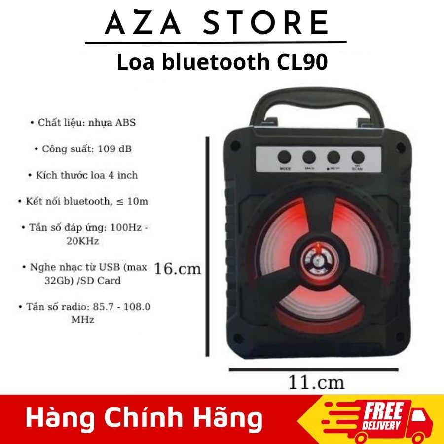 Loa bluetooth CL90 cầm tay nhỏ gọn âm thanh siêu hay đèn led nhấp nháy Hỗ trợ cắm thẻ nhớ, USB -(Bảo Hành 2 Năm)