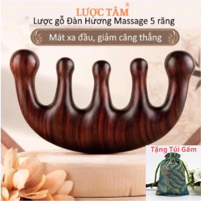 Lược gỗ Đàn Hương masage da đầu giảm đau đầu căng thẳng cho giấc ngủ ngon