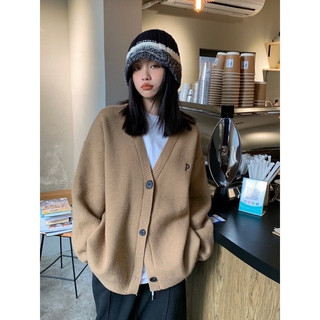 Áo Khoác Len Dáng Dài From Rộng, Áo Khoác Cardigan Cổ V Chất Dày Dặn Phối Logo Chữ P Siêu Chất Hàng Qccc OrangeClose.