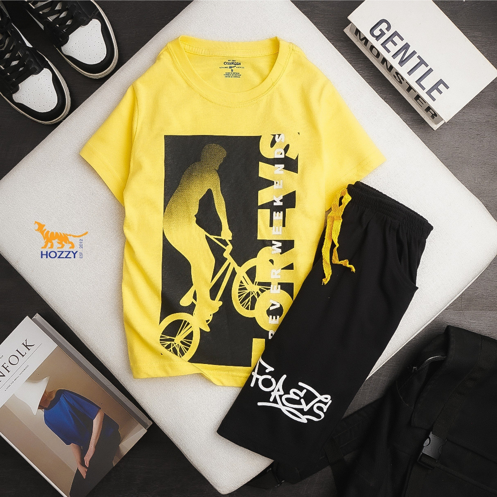 Bộ cotton cộc tay bé trai Hozzy
