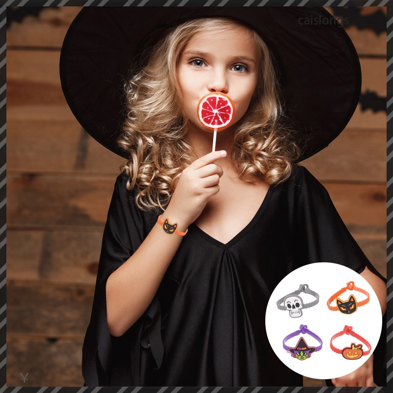 Vòng Tay Cao Su Silicon Mềm Hình Phù Thủy Bí Ngô Halloween Điều Chỉnh vòng đeo tay