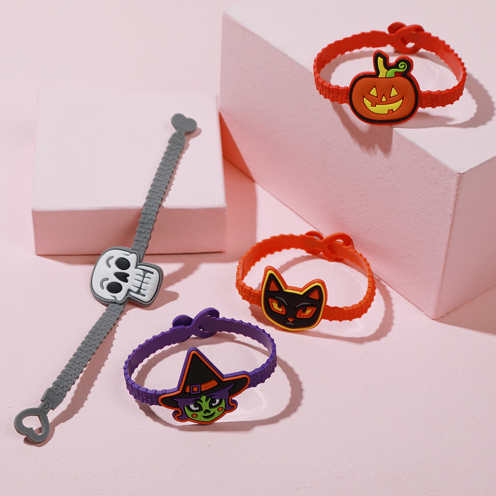 Vòng Tay Cao Su Silicon Mềm Hình Phù Thủy Bí Ngô Halloween Điều Chỉnh vòng đeo tay