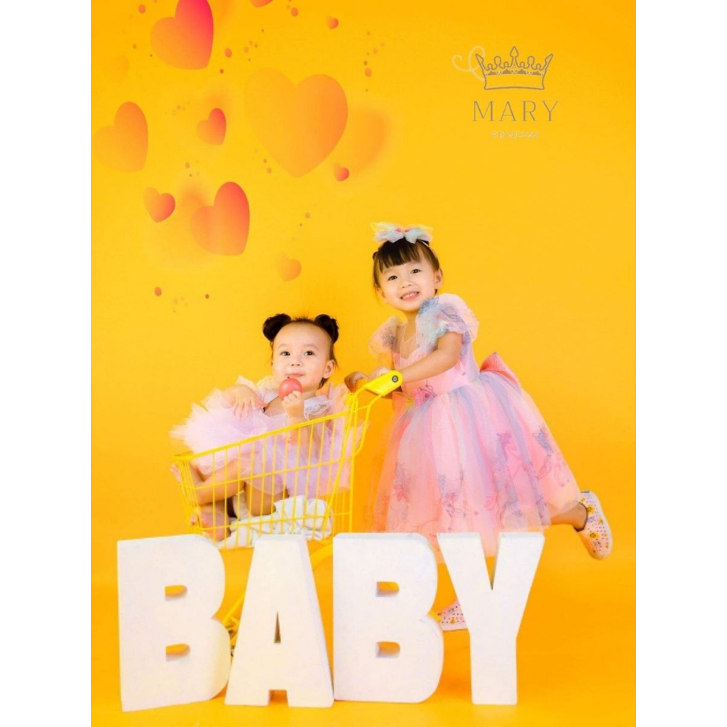 Váy công chúa Pony, đầm công chúa bé gái màu hồng cho bé đi tiệc, thôi nôi, sinh nhật kèm cài tóc MARY PRINCESS