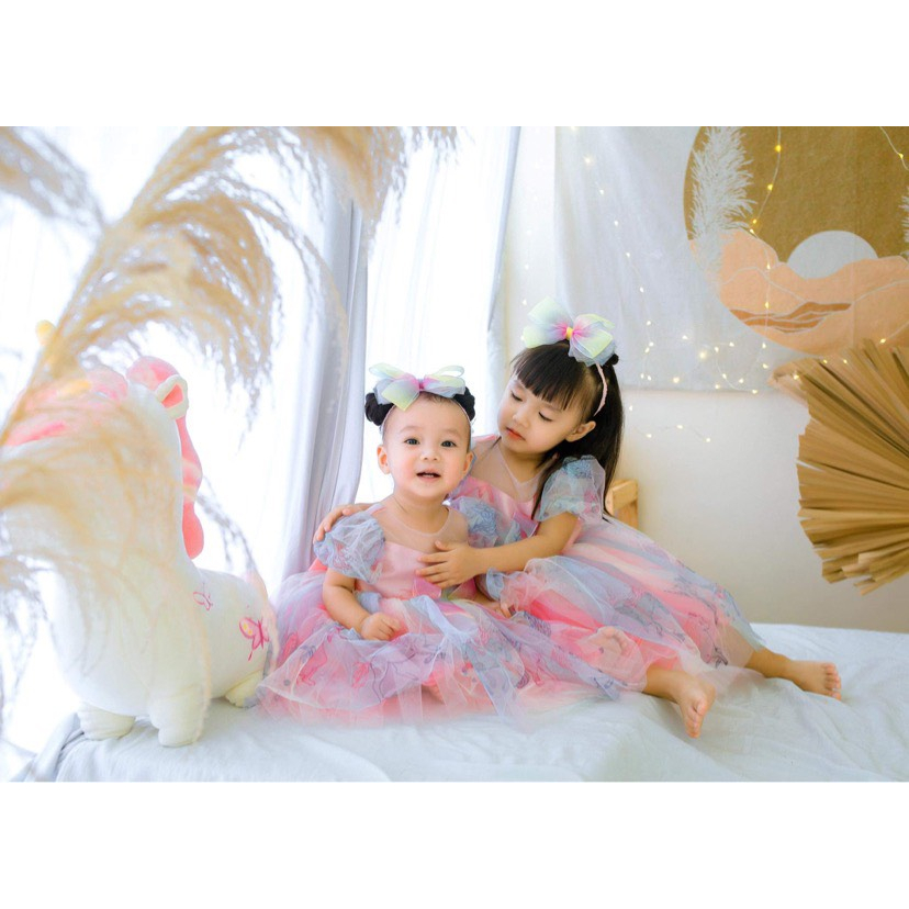 Váy công chúa Pony, đầm công chúa bé gái màu hồng cho bé đi tiệc, thôi nôi, sinh nhật kèm cài tóc MARY PRINCESS