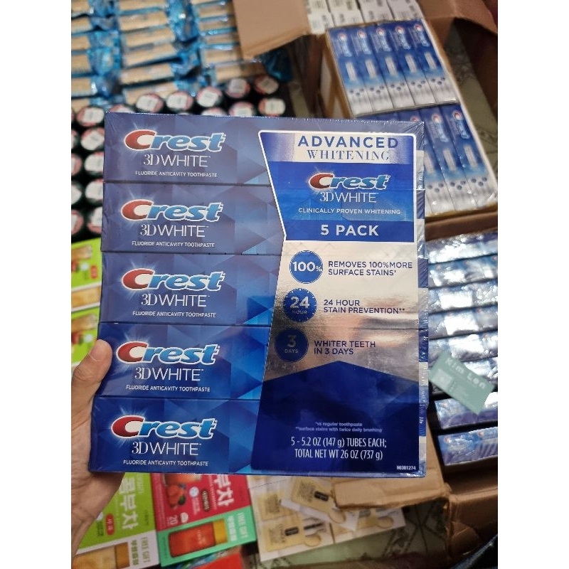 Kem đánh răng trắng răng Crest 3D Mỹ tuýp 156gr