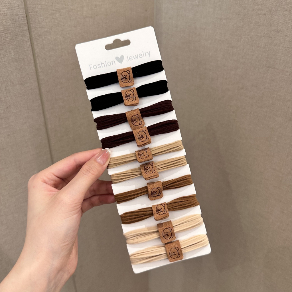 Set 10 Dây Buộc Tóc Gấu Tone Nâu Siêu Hot Mẫu Mới Nhất