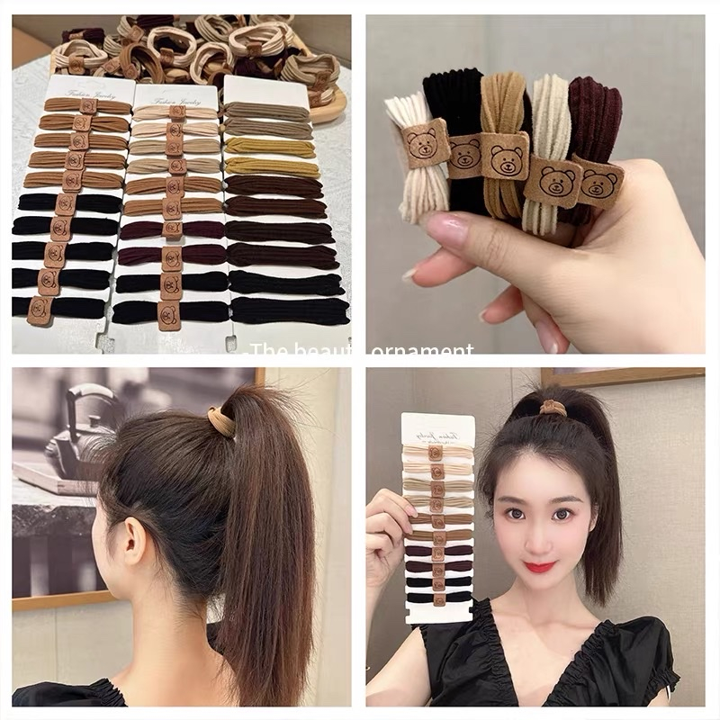 Set 10 Dây Buộc Tóc Gấu Tone Nâu Siêu Hot Mẫu Mới Nhất