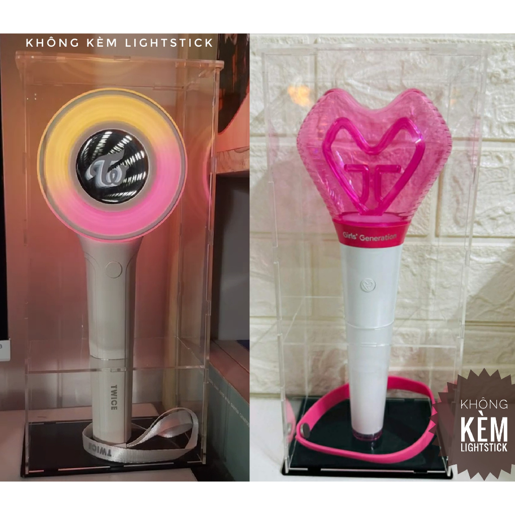 Hộp mica trưng bày - Không kèm Lightstick, không kèm đá màu, có cho mọi loại Lightstick