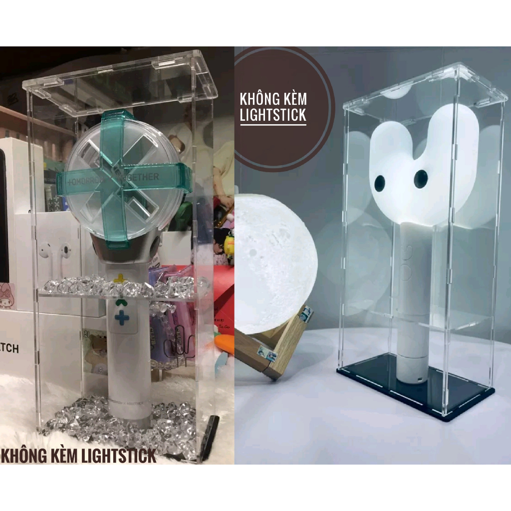 Hộp mica trưng bày - Không kèm Lightstick, không kèm đá màu, có cho mọi loại Lightstick