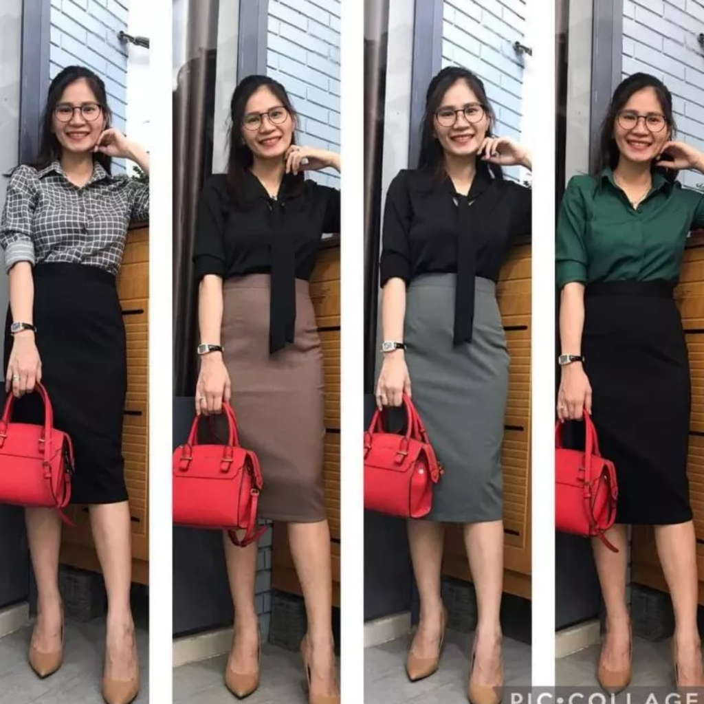 Chân Váy Bút Chì Xẻ Sau 2 lớp lót full màu full size dáng dài 70cm