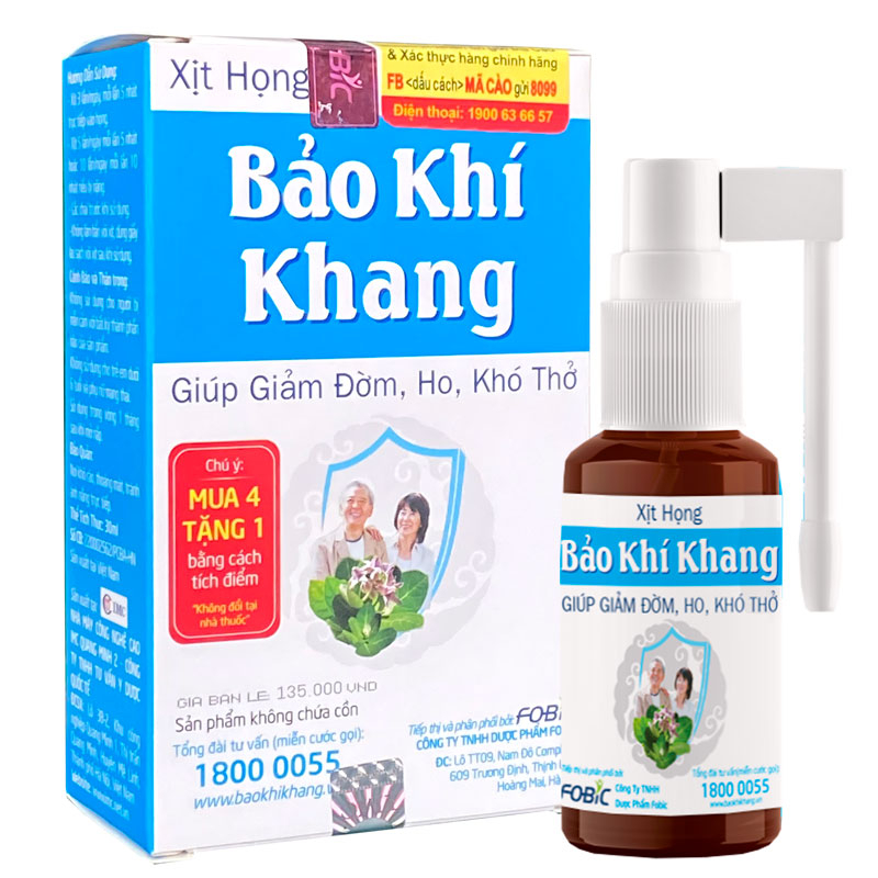 Xịt họng Bảo Khí Khang, Hỗ trợ giảm nguy cơ viêm đường hô hấp do virus, vi khuẩn (chai 30ml)