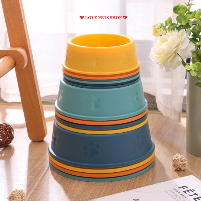 Chén ăn cho Chó Mèo bằng nhựa in hình dấu chân - Love Pets Shop
