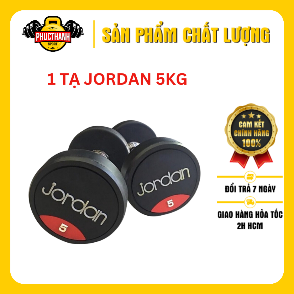 Tạ tay cao su Jordan 5kg cao cấp (1 cục) (PHUCTHANHSPORT)