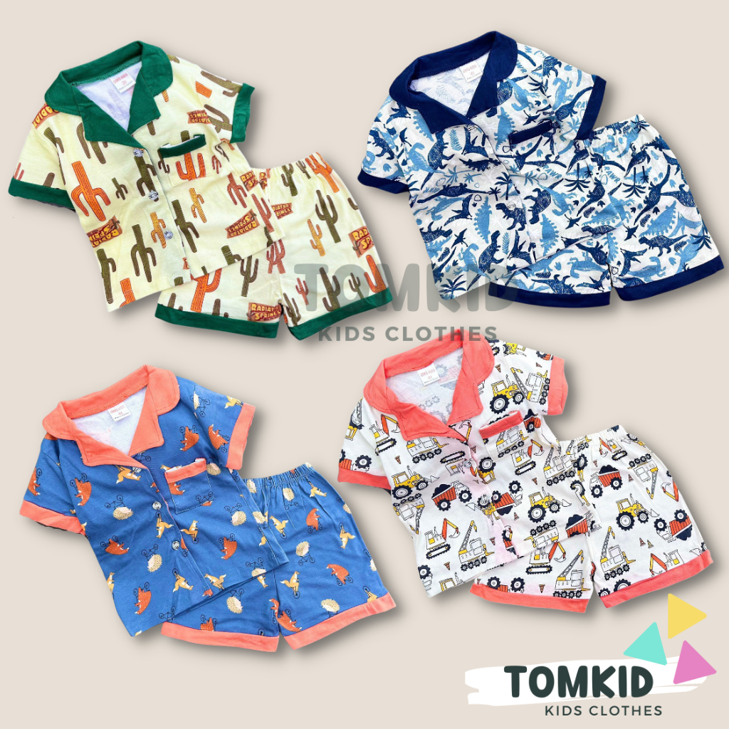 Đồ bộ bé trai bộ PIJAMA cộc tay cho bé cotton XUẤT THẤM HÚT MỒ HÔI TỐT TomKids 9-23KG