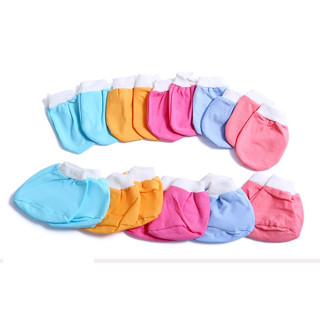 Combo 5 cặp bao Tay + 5 cặp bao chân cho trẻ sơ sinh cotton màu