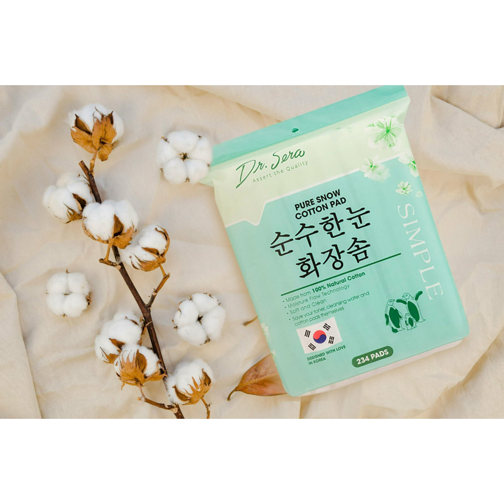 Bông tẩy trang cao cấp, đa năng, mềm mịn, tiết kiệm nước tẩy trang và toner Dr.Sera Pure Snow Cotton Pad 234 miếng