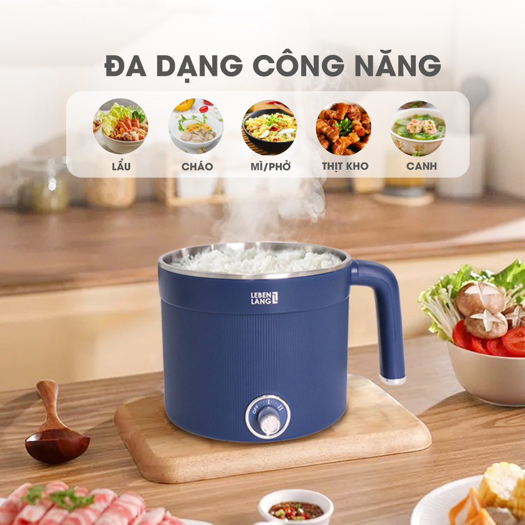 Nồi lẩu điện đa năng Lebenlang LBL0606, công suất 600W, dung tích 1500ML, bảo hành 2 năm – hàng chính hãng