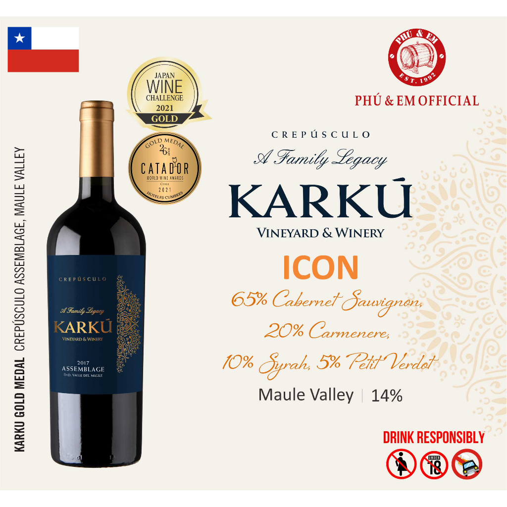 Rượu Vang Đỏ Chile Karku Crepusculo Icon