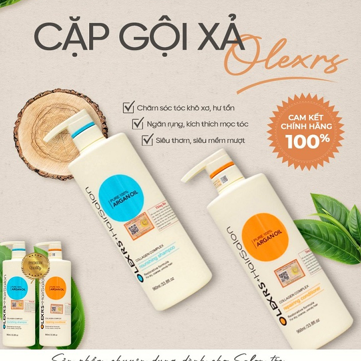 Cặp Dầu Gội Xả Olexrs Hair Salon 960ml Cho Tóc Khô Xơ Hư Tổn Tóc Gàu Ngăn Rụng Tóc