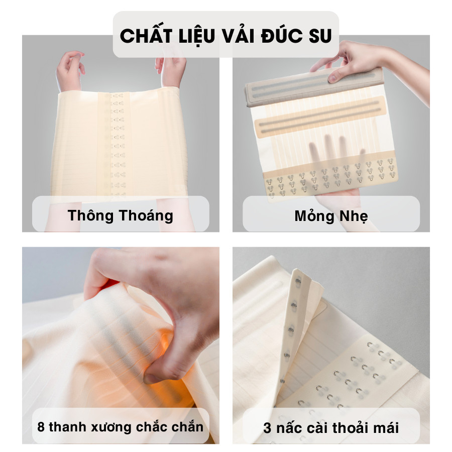 Đai nịt bụng CallaLady giảm mỡ bụng định hình eo sau sinh chống cuộn chất liệu vải đúc su co giãn thông thoáng