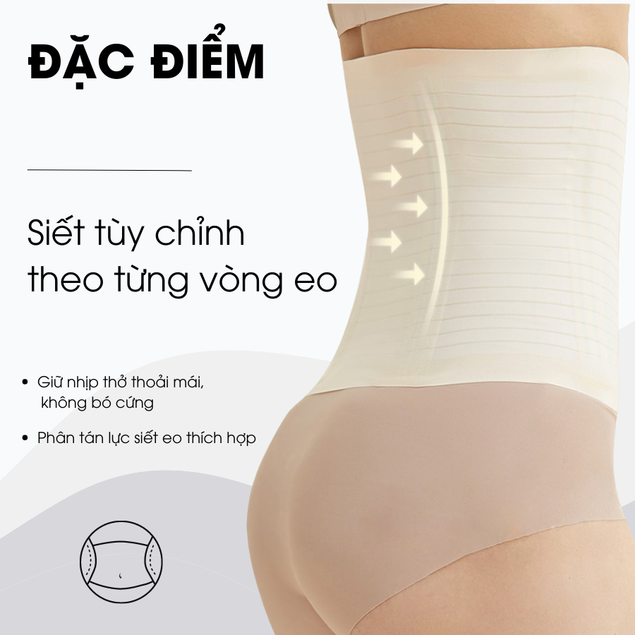 Đai nịt bụng CallaLady giảm mỡ bụng định hình eo sau sinh chống cuộn chất liệu vải đúc su co giãn thông thoáng
