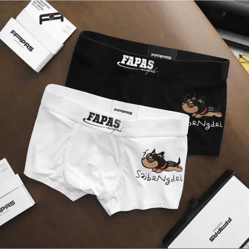 Combo quần lót nam Fapas con gấu, quần sịp đùi nam boxer cao cấp chất liệu thun lạnh co giãn thoáng mát - Himan shop