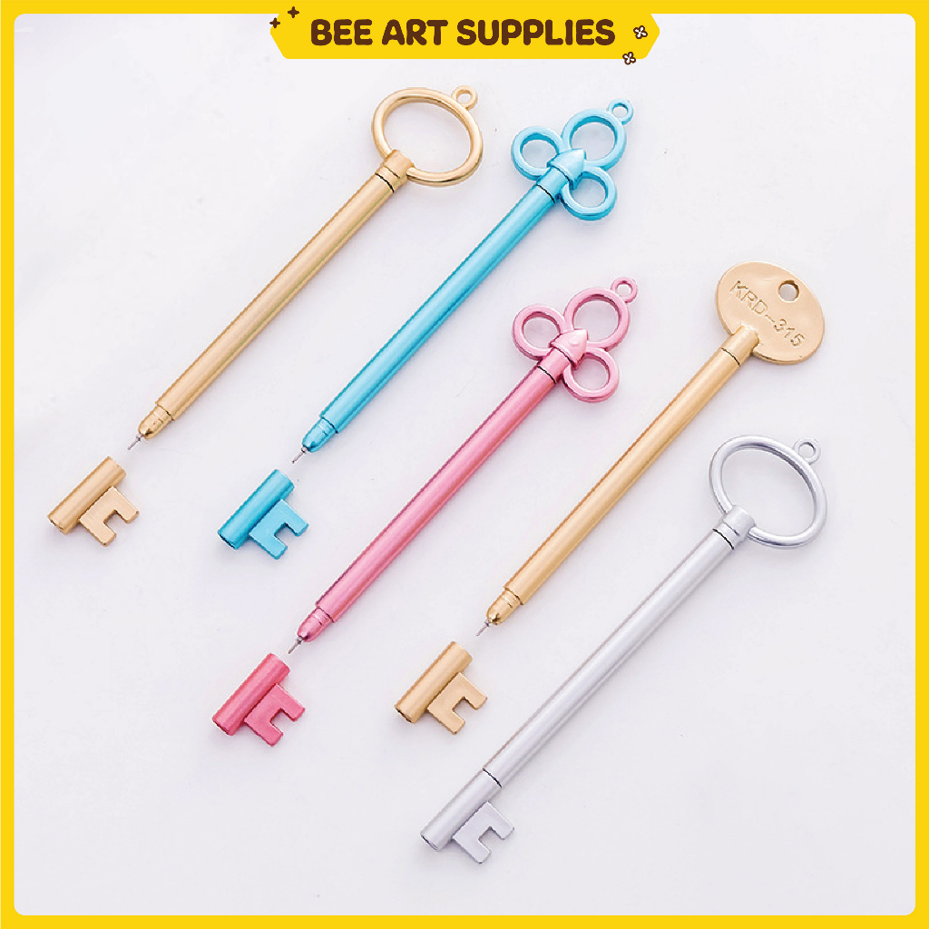 Bút bi nước mực đen hình chìa khóa nhiều màu đáng yêu decor làm quà tặng