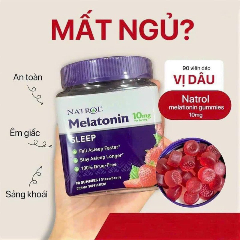 Kẹo ngủ gummies Natrol Melatonin 10mg 90 viên