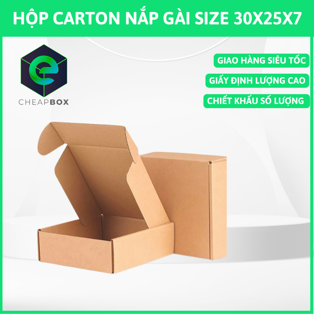 50 hộp carton CHEAPBOX size 30x25x7 nắp gài
