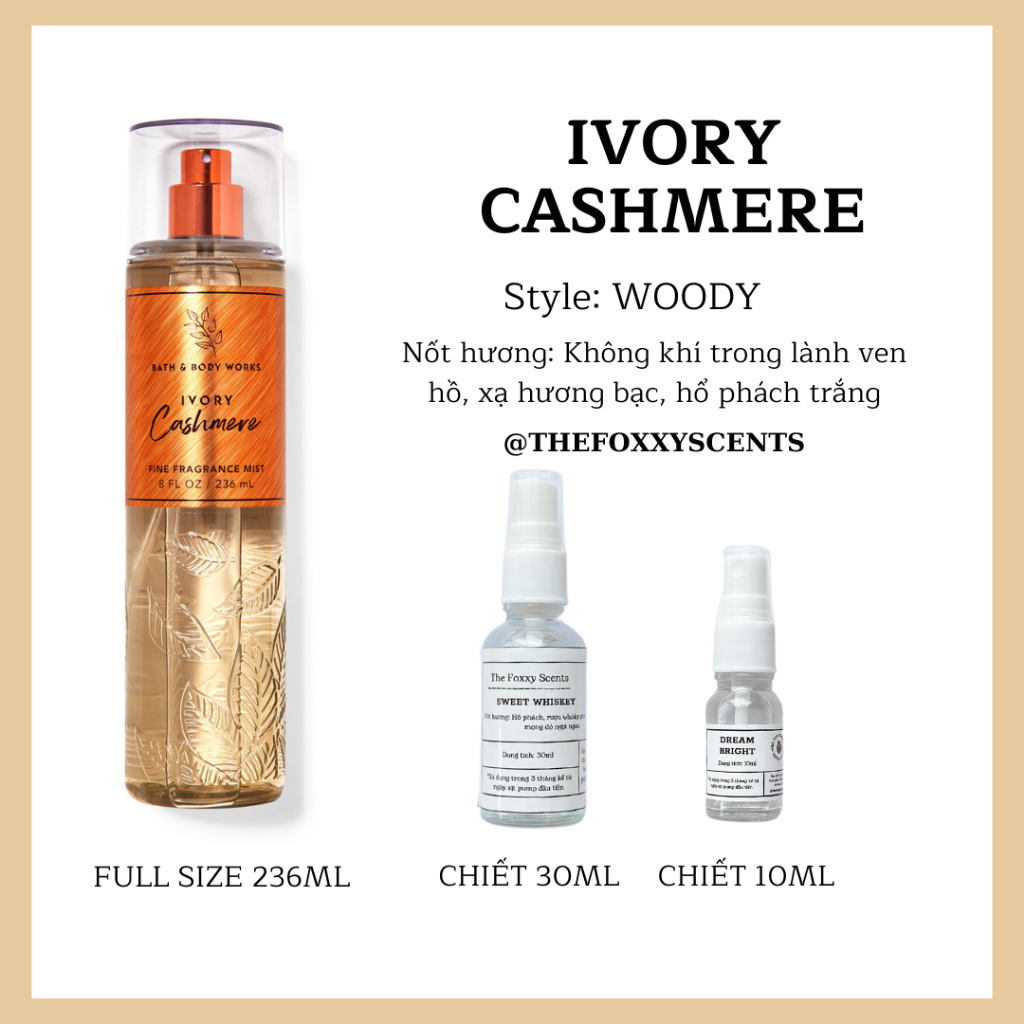 TRỌN BỘ IVORY CASHMERE -  Bath&BodyWorks