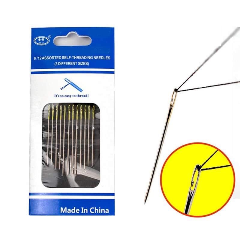 Vĩ 12 Cây Kim may Không Cần Xỏ Chỉ Dành Cho Người Cao Tuổi, Mắt Kém