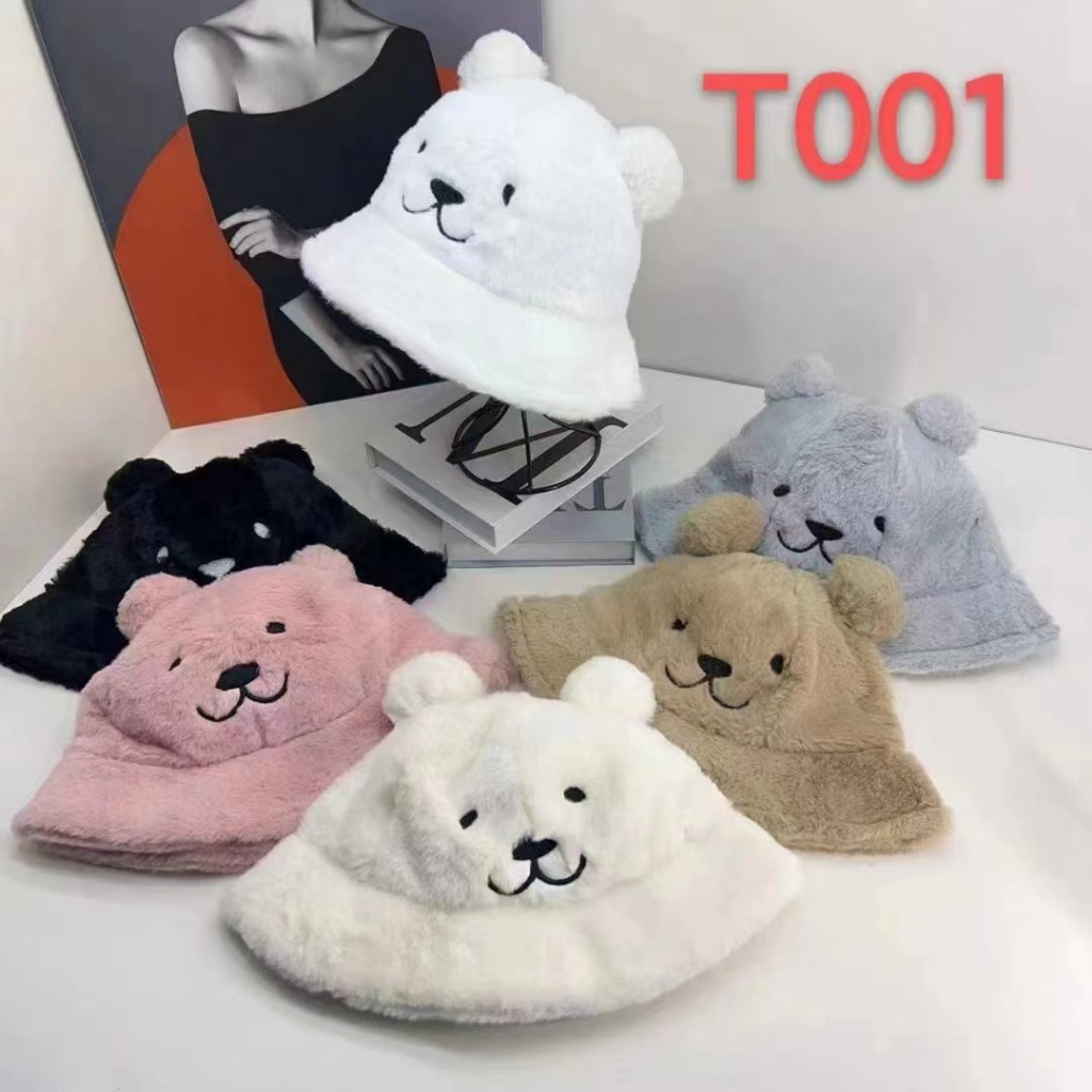 Mũ Bucket Lông Gấu Nón Tai Bèo Vành Cụp Mùa Đông Ấm Áp Form