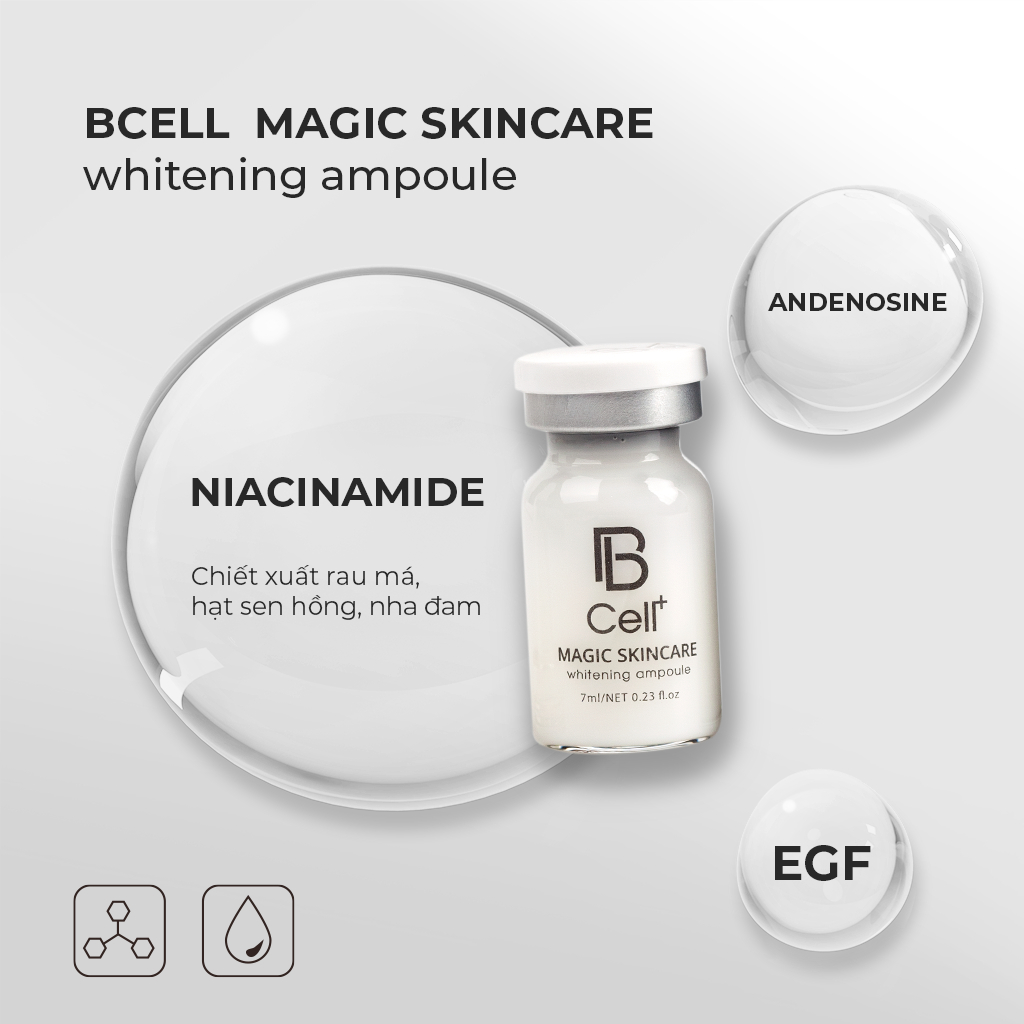 Tế bào gốc Bcell + Magic Skincare Whitening Ampoule giảm nám,ức chế nám da,sáng da và phục hồi 7ml